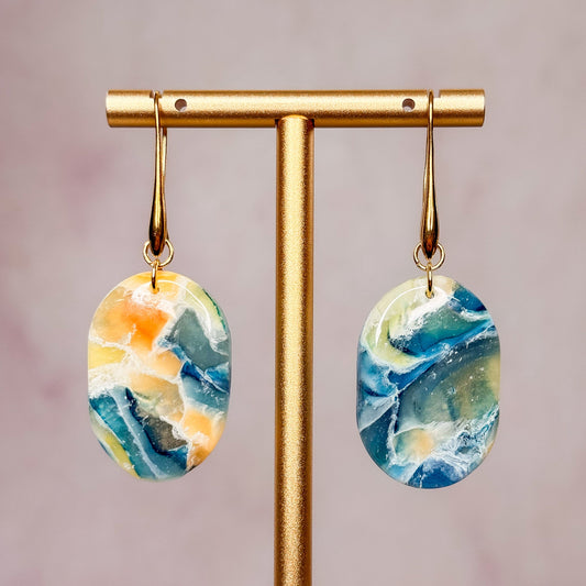 Fire Sea Stone - Stud Clay Earrings 3 - Gather Your Bones