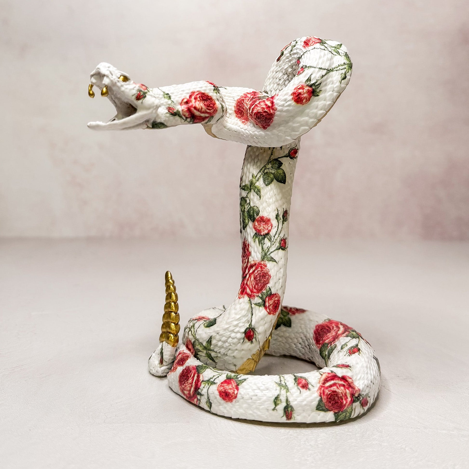 Genuine Rose and Gold Rattlesnake Mount - Gather Your Bones