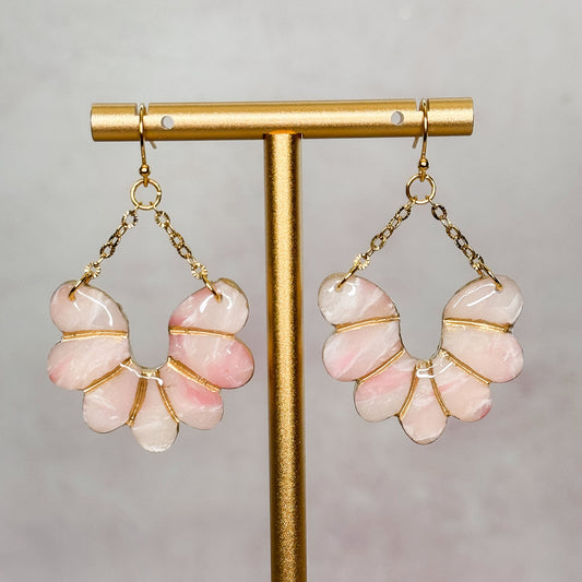 Handmade Faux Rose Quartz Dangle Clay Earrings - Gather Your Bones