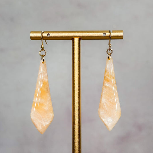 Handmade Faux Sunstone Clay Dangle Earrings - Gather Your Bones
