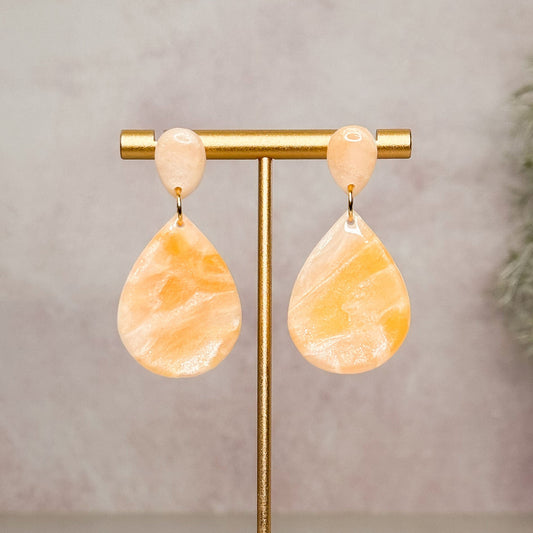 Handmade Faux Sunstone Clay Stud Earrings - Gather Your Bones