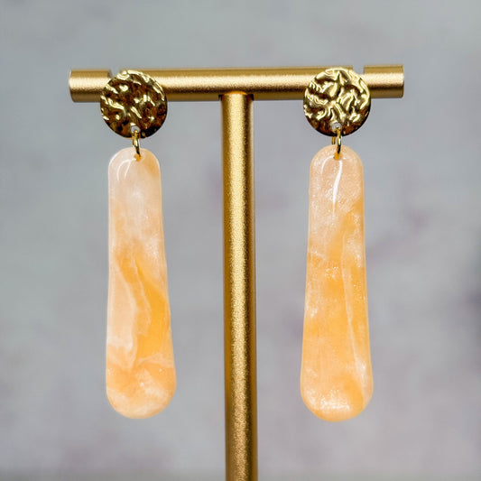 Handmade Faux Sunstone Clay Stud Earrings - Gather Your Bones