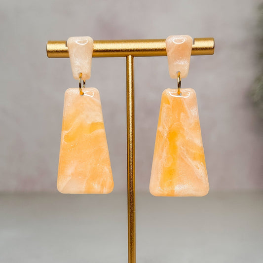 Handmade Faux Sunstone Clay Stud Earrings - Gather Your Bones