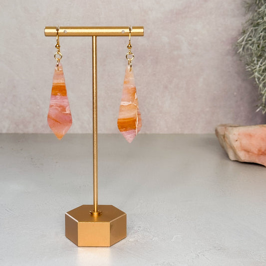 Handmade Orange Amethyst Polymer Clay Dangle Earrings - Gather Your Bones
