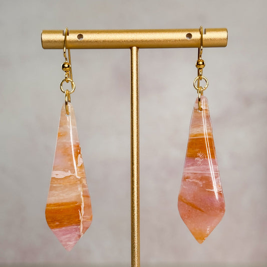 Handmade Orange Amethyst Polymer Clay Dangle Earrings - Gather Your Bones