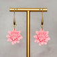 Handmade Pink 3D Flower Dangle Clay Earrings - Gather Your Bones