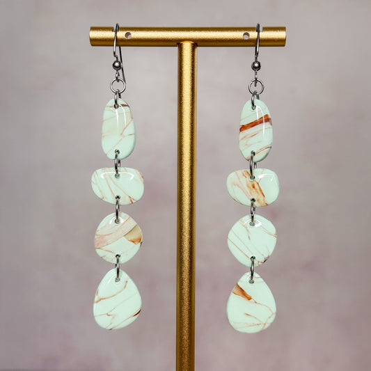 Mint Stone - Clay Dangle Earrings 1 - Gather Your Bones