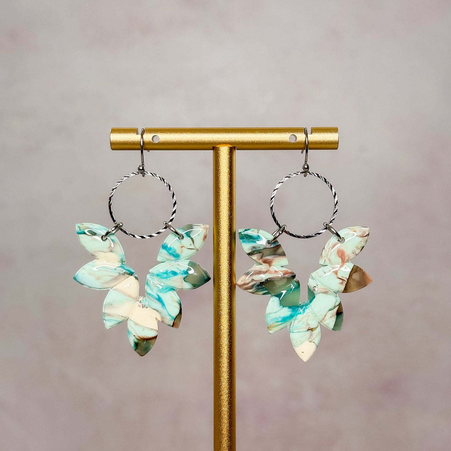 Mint Stone - Clay Dangle Earrings 19 - Gather Your Bones