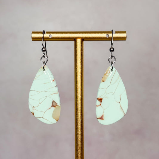 Mint Stone - Clay Dangle Earrings 3 - Gather Your Bones
