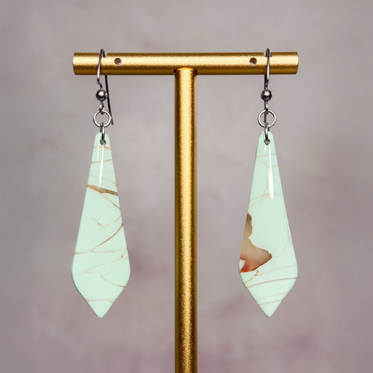 Mint Stone - Clay Dangle Earrings 5 - Gather Your Bones