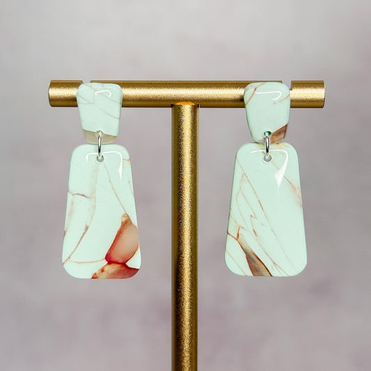 Mint Stone - Clay Stud Earrings 11 - Gather Your Bones