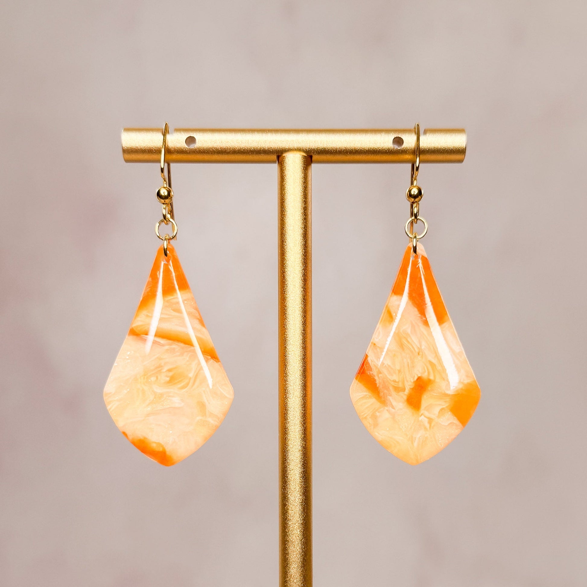 Peach Calcite Dangle Earrings 1 - Gather Your Bones
