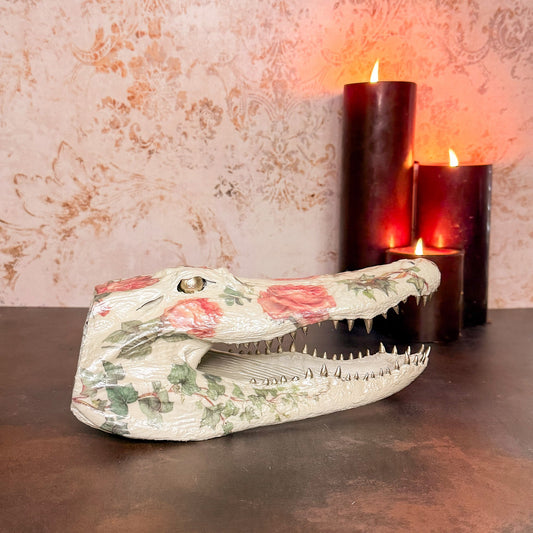 Pearly Rose Taxidermy Alligator Head - Gather Your Bones
