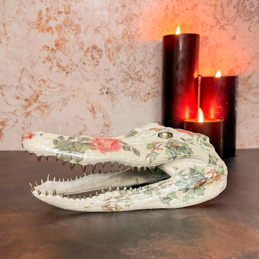 Pearly Rose Taxidermy Alligator Head - Gather Your Bones