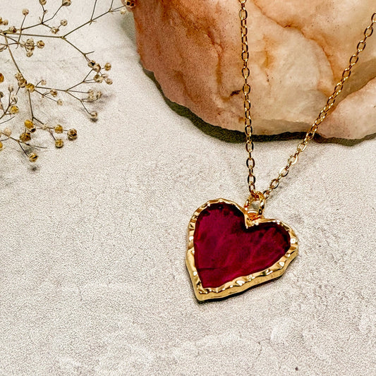 Rose Petal Heart Necklace - Gather Your Bones