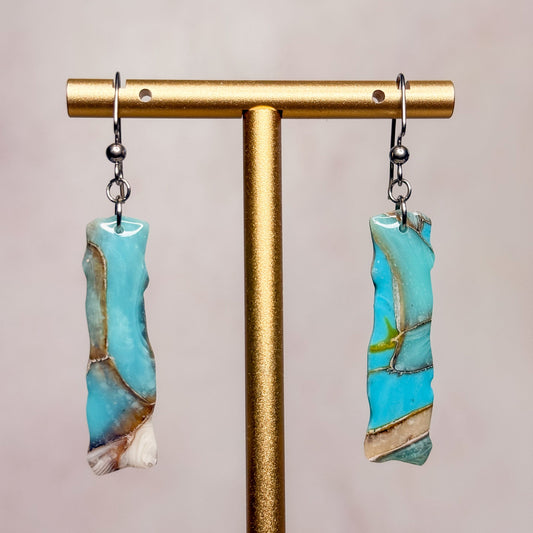 Turquoise Strata Earrings 12 - Gather Your Bones