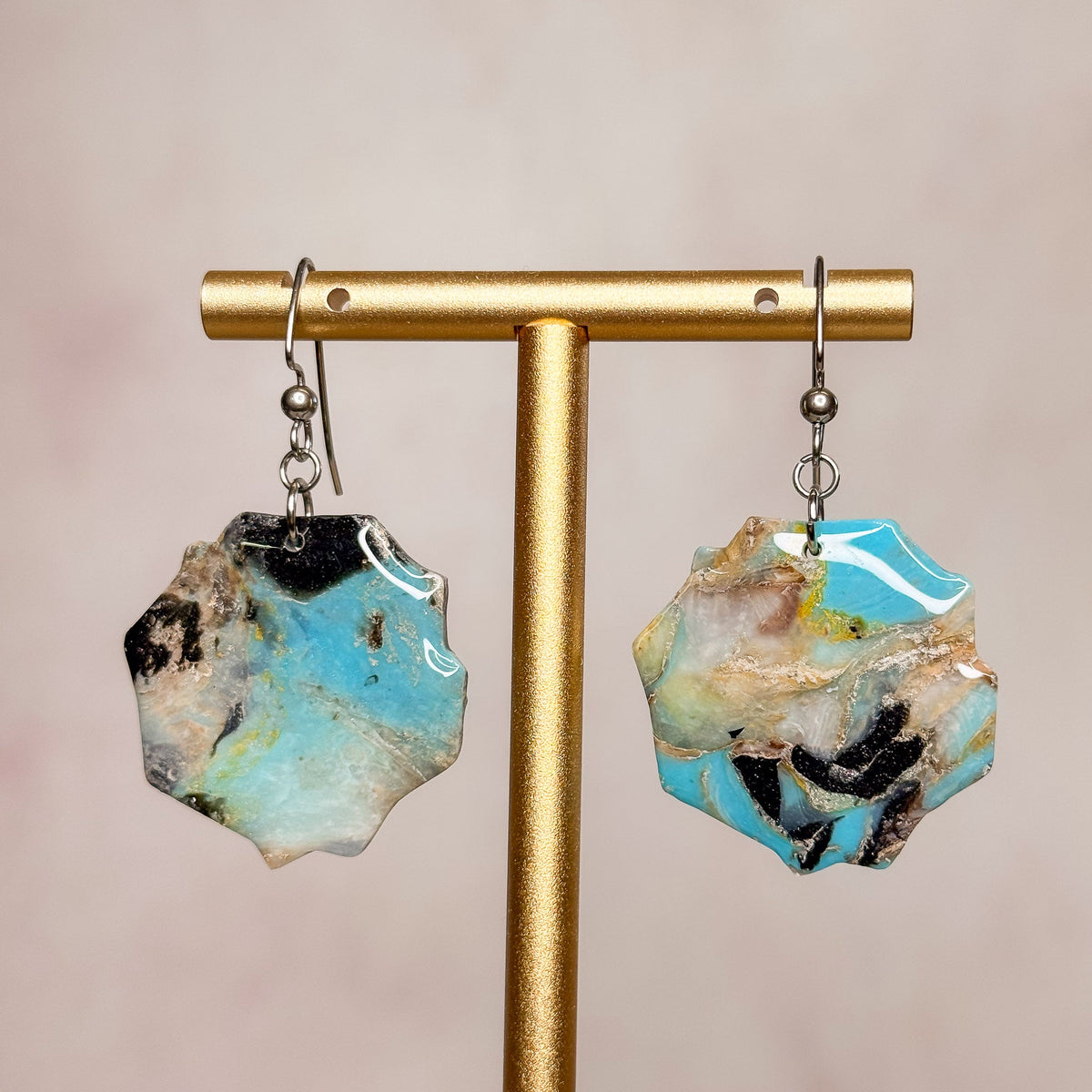 Turquoise Strata Earrings 18 - Gather Your Bones
